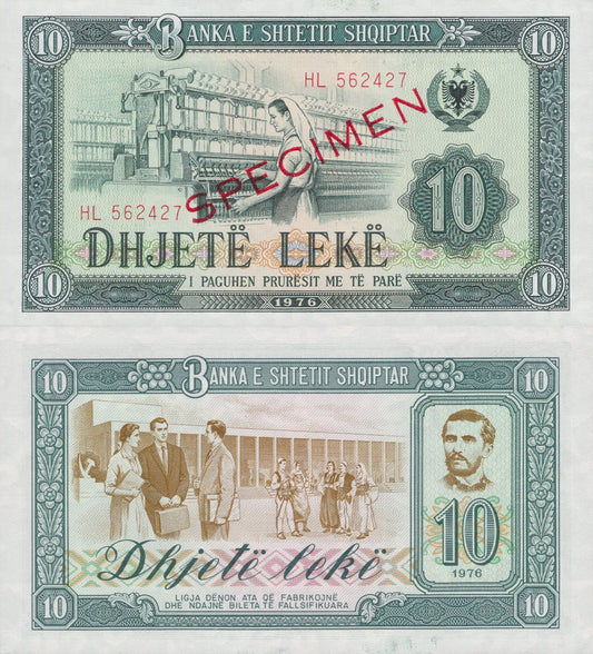Albania 10 Lek 1976 P 43 UNC Specimen