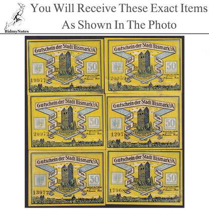 Germany Notgeld BISMARK 50 Pfennig 1921 Set 6 pcs