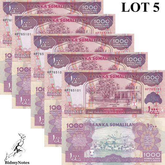 Somaliland 1000 Shillings 2016 P 20 UNC 1/20 Bundle LOT 5 pcs