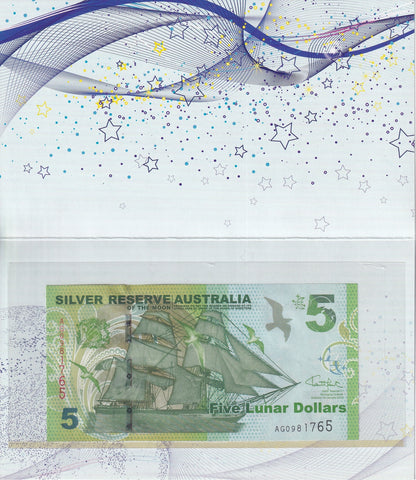 Australia 5 2015 UNC Silver Reserve of the Moon ''Boat'' With Folder