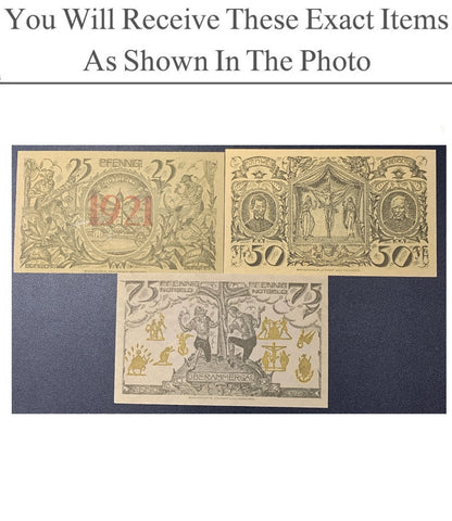 Germany Notgeld PFENNIG 25 50 75 Pfennig 1921 Full Set 3 pcs