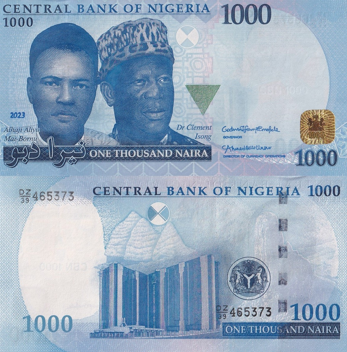 Nigeria 1000 Naira 2023 P 49 UNC 1/20 Bundle Lot 5 pcs