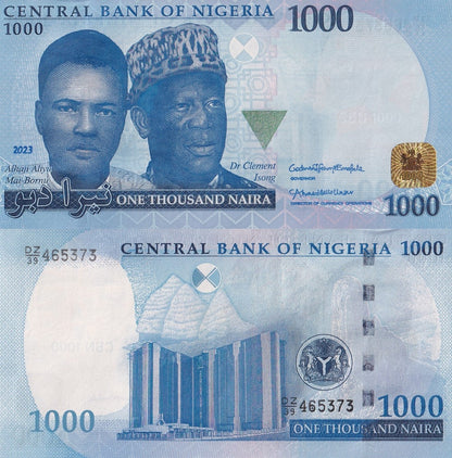Nigeria 1000 Naira 2023 P 49 UNC 1/20 Bundle Lot 5 pcs
