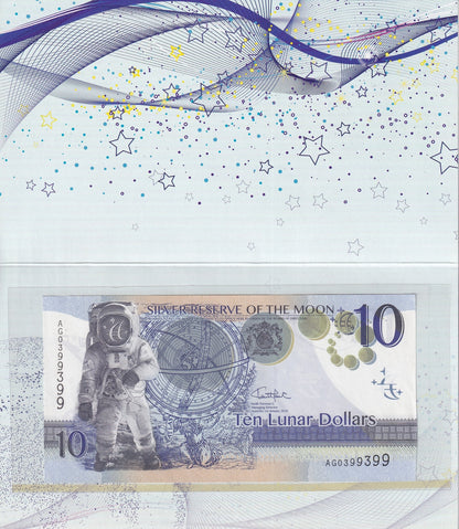 Australia 10 Lunar Dollars 2014 UNC Silver Reserve of the Moon With Folder