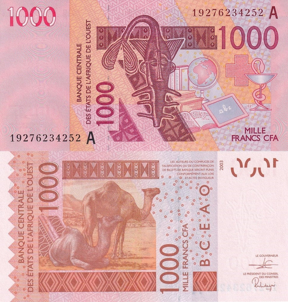 West African States Ivory Coast 1000 Francs 2019 P 115A Code A UNC