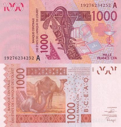 West African States Ivory Coast 1000 Francs 2019 P 115A Code A UNC