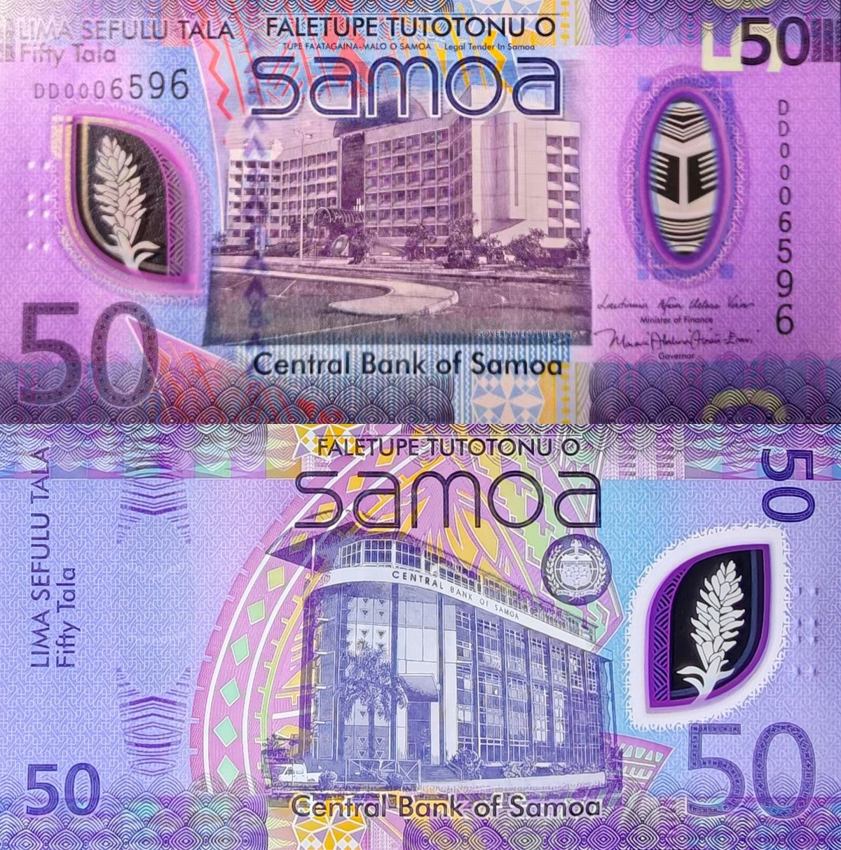 Samoa 50 100 Tala 2025 P New Issue Polymer UNC Set 2 pcs Matching No.
