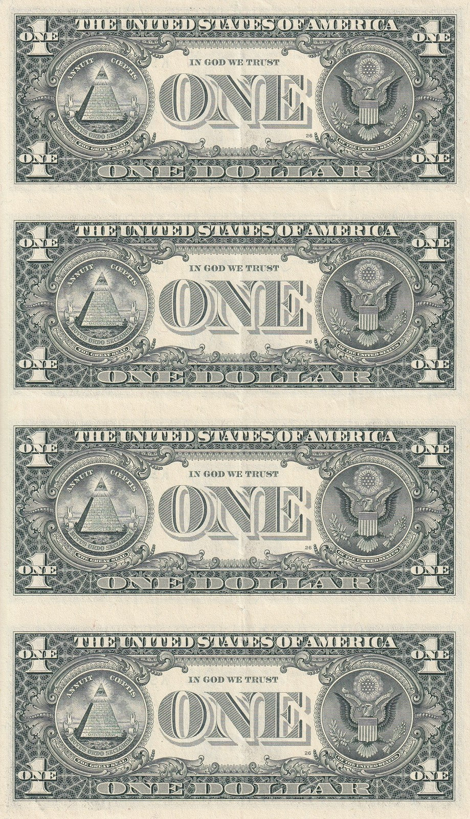United States USA 1 Dollar 2003 P 515a ''K'' Dallars TX AU UNCUT 4 IN 1