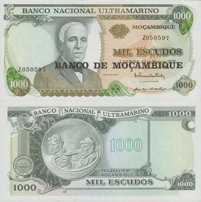 Mozambique 1000 Escudos 1972 (1976) P 119 UNC Z Replacement