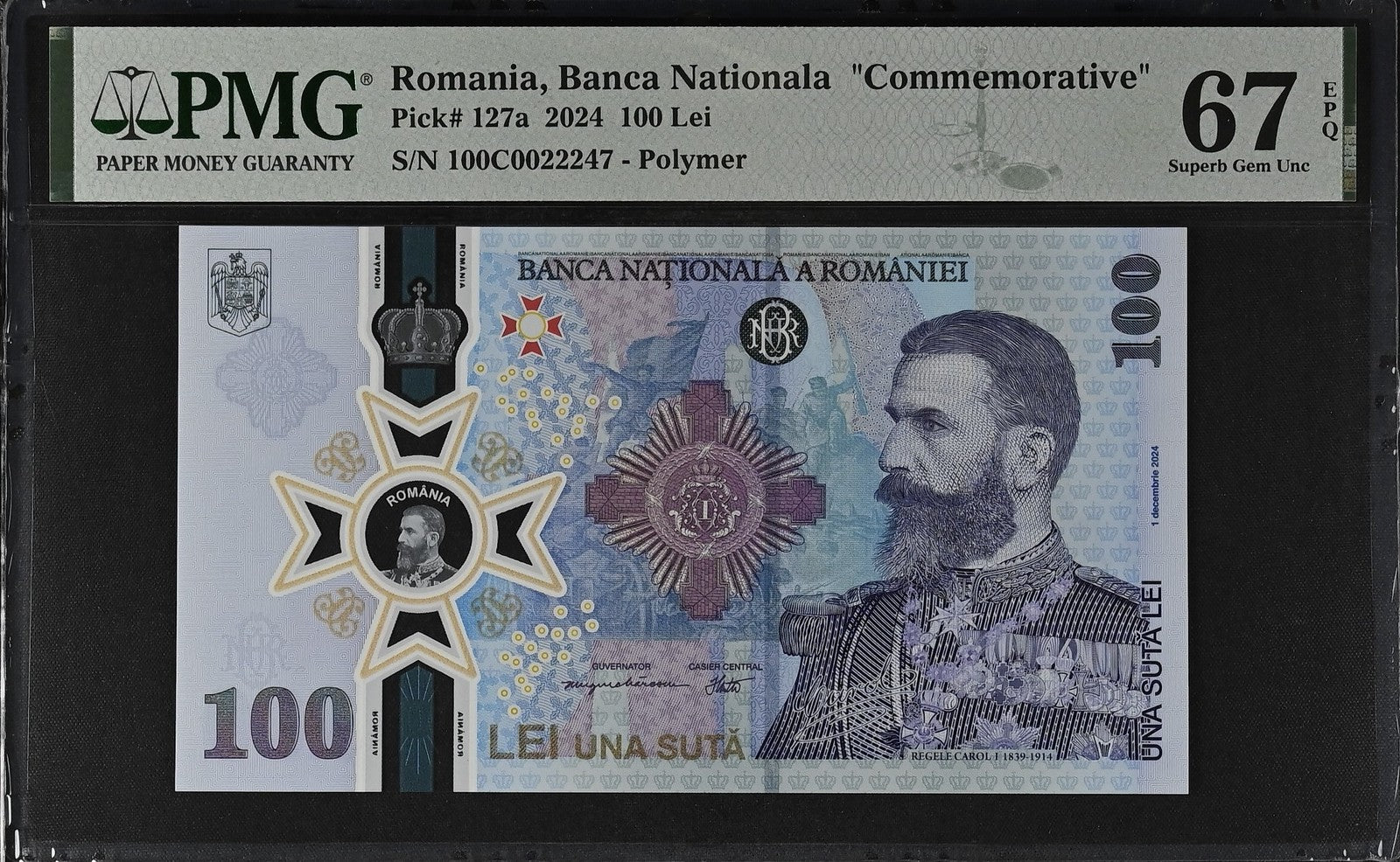 Romania Banca Nationala Commemorative 100 Lei 2024 P 127a Polymer UNC PMG 67 EPQ