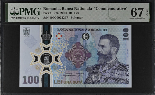 Romania Banca Nationala Commemorative 100 Lei 2024 P 127a Polymer UNC PMG 67 EPQ