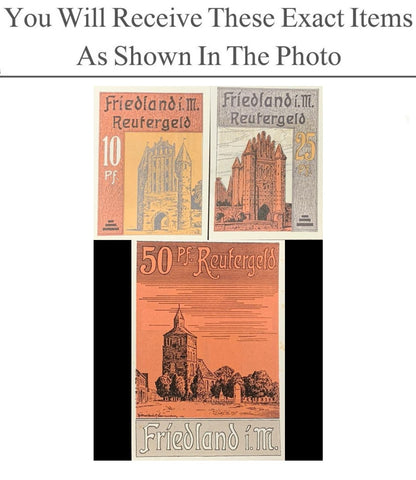 Germany Notgeld FRIEDLAND 10 25 50 Pfennig 1922 Full Set 3 pcs