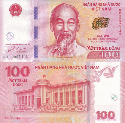 Viet Nam Vietnam 100 Dong 2016 P 125 UNC Commemorative With Folder