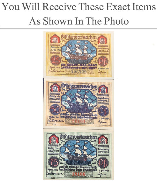 Germany Notgeld STETTIN 25 50 75  Pfennig 1922 Full Set 3 pcs