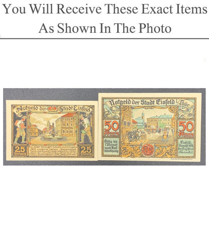 Germany Notgeld EISFELD 25 50 Pfenning 1921 Set 2 pcs