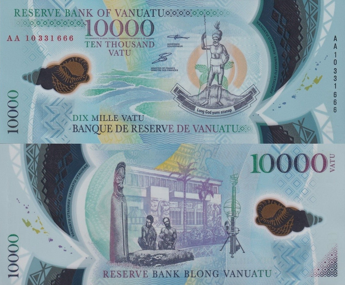 Vanuatu 10000 Vatu 2010 P 16 Polymer UNC Commemorative AA First Prefix