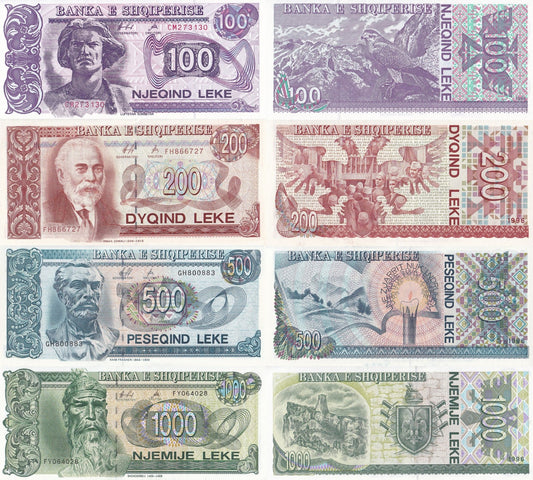 Albania 100 200 500 1000 Leke 1996 P 55c 59 60 61c UNC Set 4 pcs