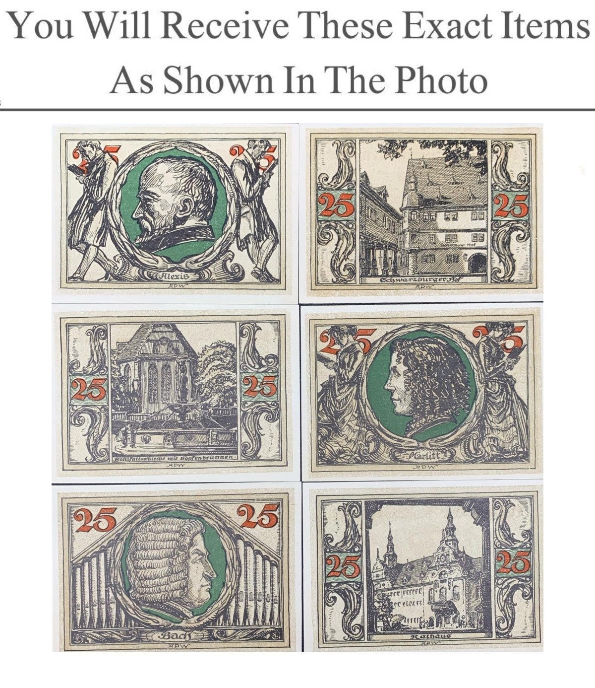 Germany Notgeld ARNSTADT 25 Pfennig 1921 Full Set 6 pcs