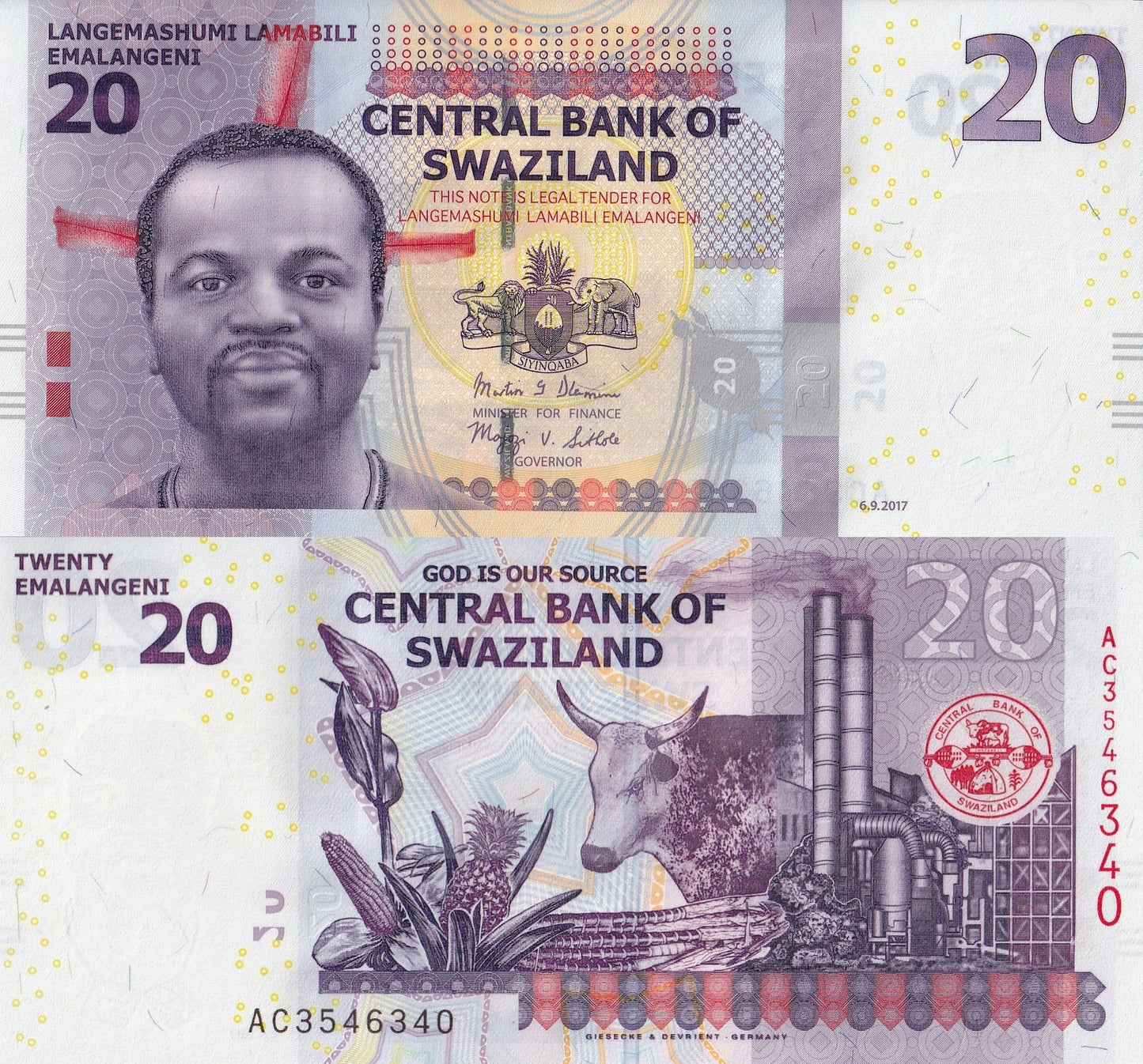 Swaziland Eswatini 20 Emalangeni 2017 P 37c UNC