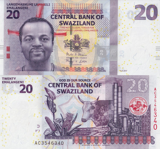 Swaziland Eswatini 20 Emalangeni 2017 P 37c UNC