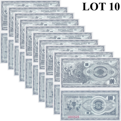 Macedonia 100 Denari 1992 P 4 UNC 1/10 Bundle Lot 10 pcs