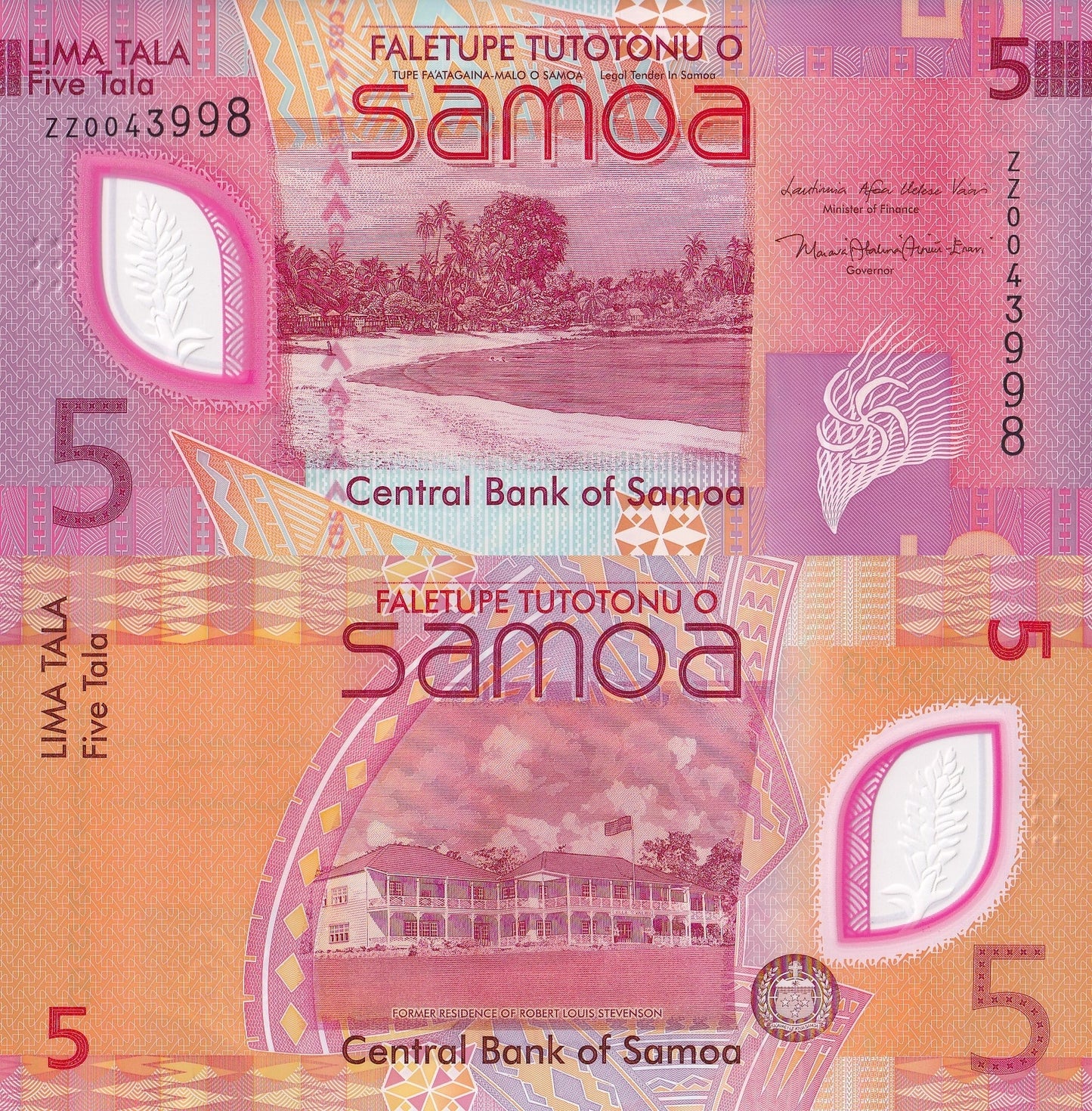 Samoa 5 Tala 2023 P 47 New Polymer UNC ZZ Replacement