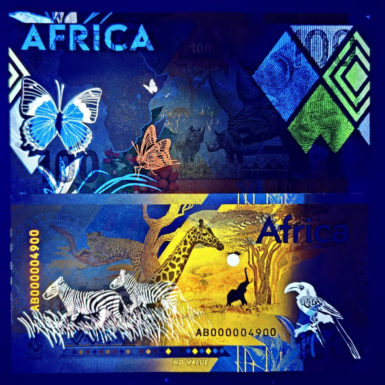 Russia Test Note GOZNAK Africa Rhino Lion Big Elephant Set 3 pcs Matching No.