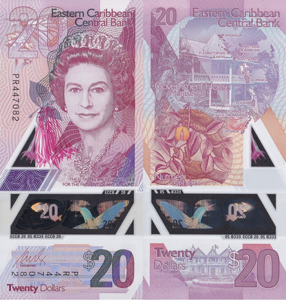 East Caribbean States 20 Dollars ND 2019 P 58 Polymer UNC