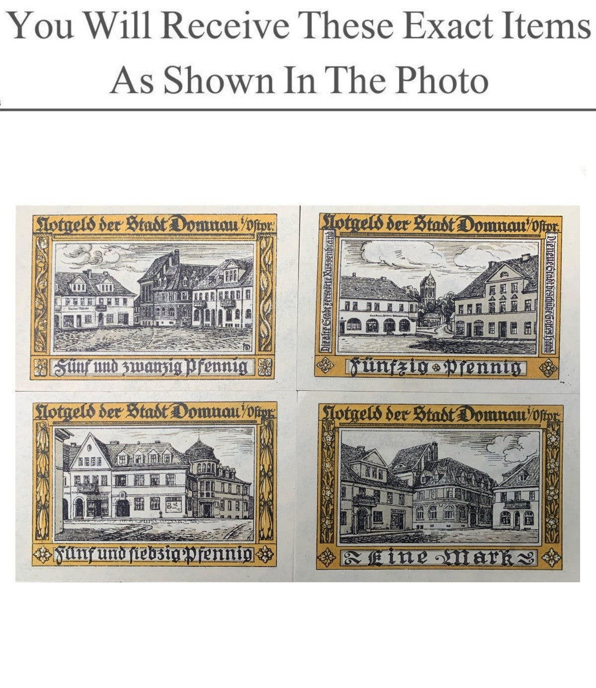 Germany Notgeld DOMNAU 25 50 75 Pfennig 1 Mark 1921 Full Set 4 pcs
