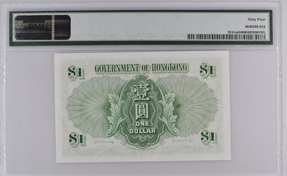 Hong Kong Government of Hong Kong 1 Dollar 1952-55 P 324Aa UNC PMG 64