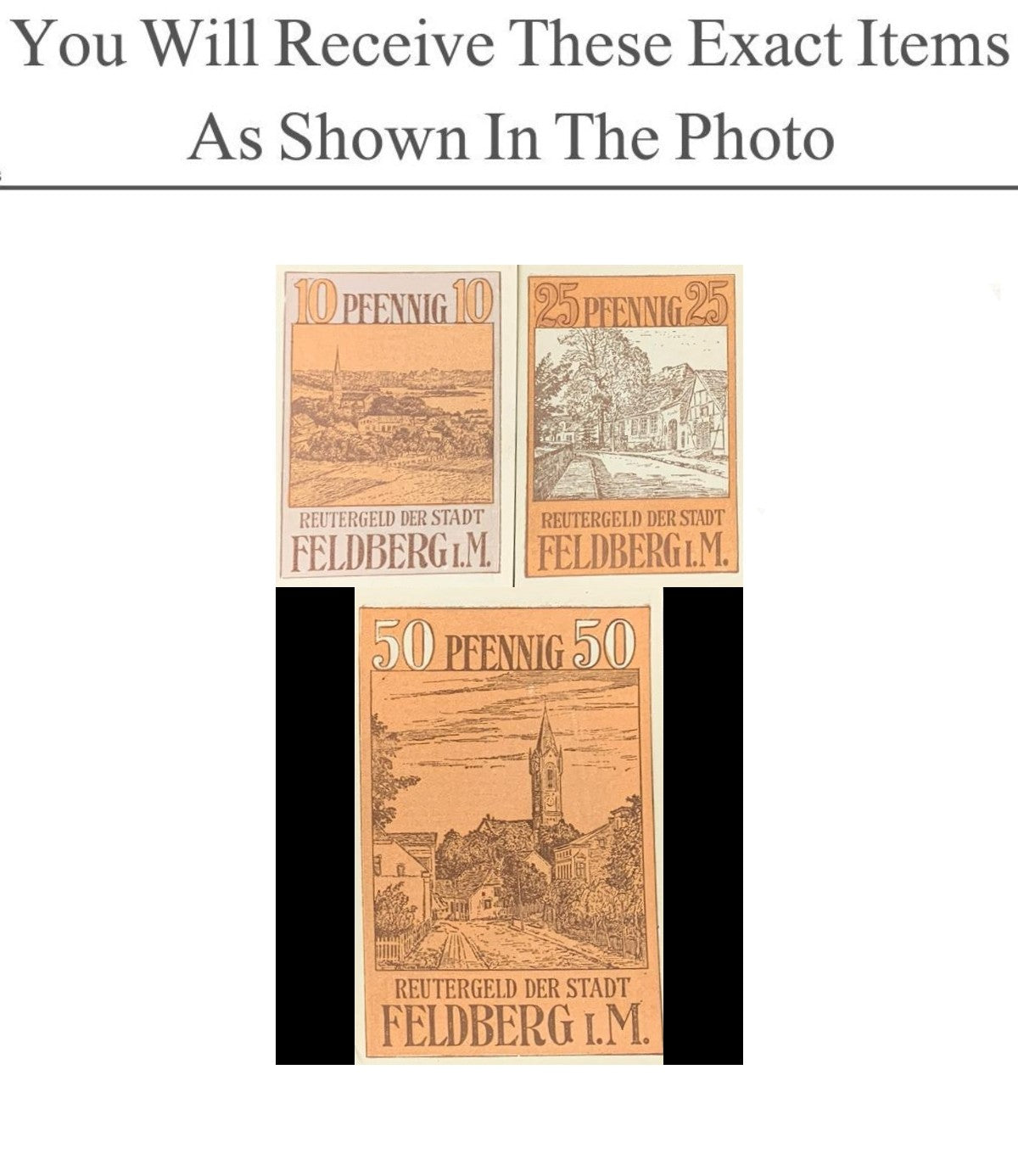 Germany Notgeld FELDBERG I.M. 10 25 50 Pfennig 1922 Full Set 3 pcs