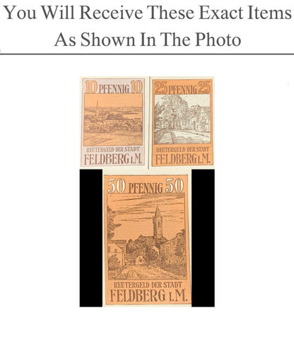 Germany Notgeld FELDBERG I.M. 10 25 50 Pfennig 1922 Full Set 3 pcs
