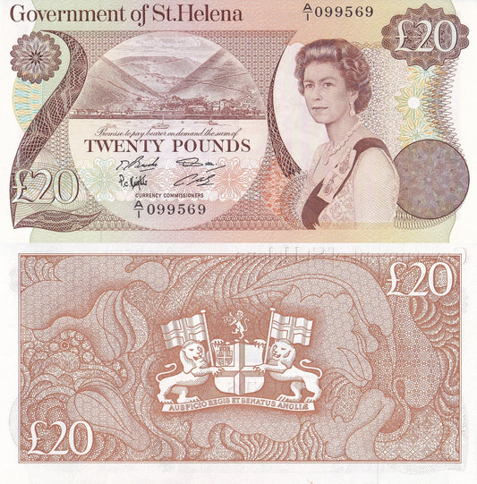 Saint Helena 20 Pounds 1986 P 10 Queen Elizabeth UNC A/1 Prefix