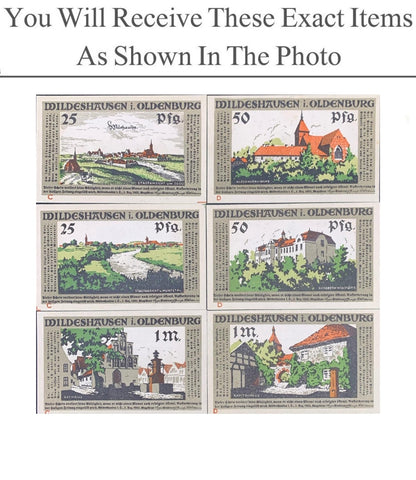 Germany Notgeld WILDESHAUSEN 25 50 Pfennig 1 Mark 1921 Full Set 6 pcs