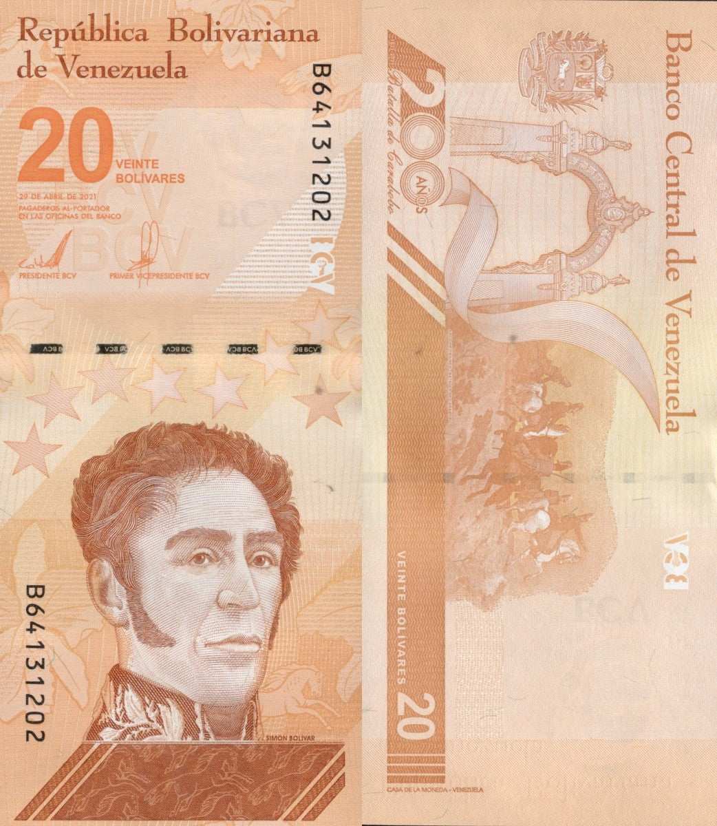 Venezuela 20 Bolivares 2021 P 117 UNC