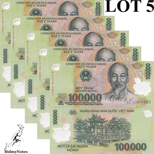 Viet Nam Vietnam 100000 Dong 2021 P 122 Polymer UNC 1/20 Bundle LOT 5 pcs