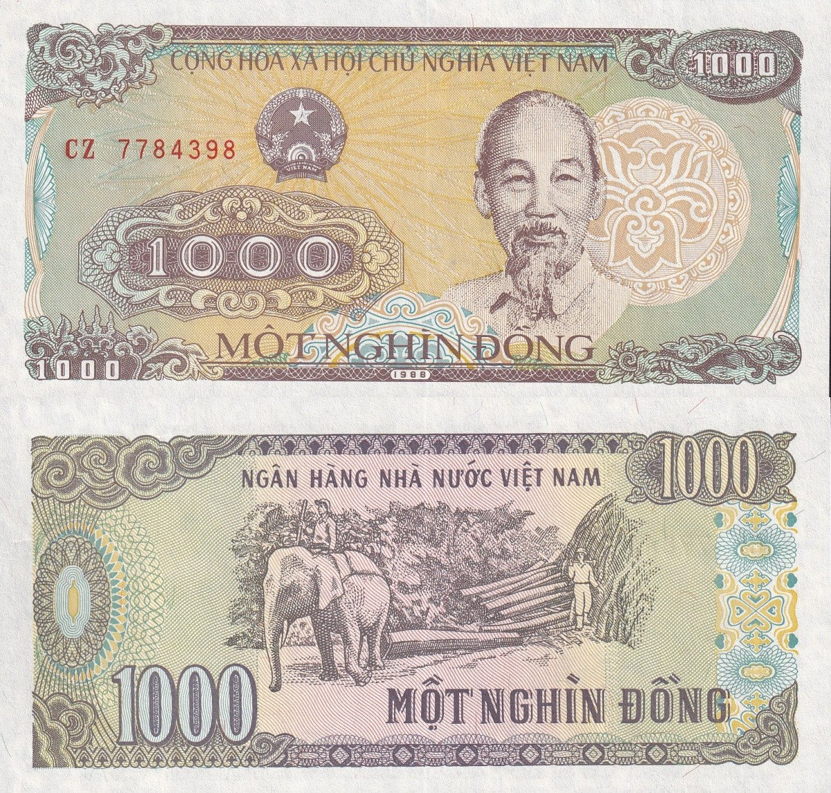 Vietnam 1000 Dong 1988 P 106 UNC 1/2 Bundle Lot 50 pcs