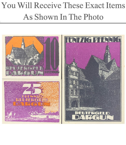 Germany Notgeld DARGUN 10 25 50 Pfennig 1921 Full Set 3 pcs