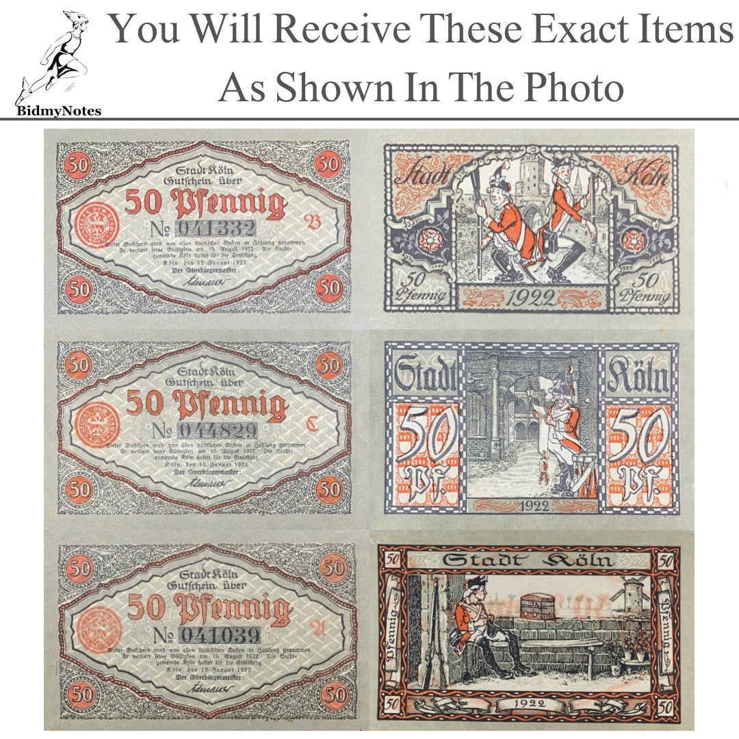 Germany Notgeld KOLN 50 Pfennig 1922 Set 3 pcs