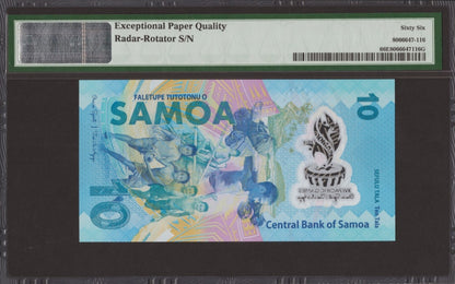 Samoa COMM. 10 Tala 2019 P 45 Polymer UNC PMG 66 EPQ Radar-Rotator No. 0888880