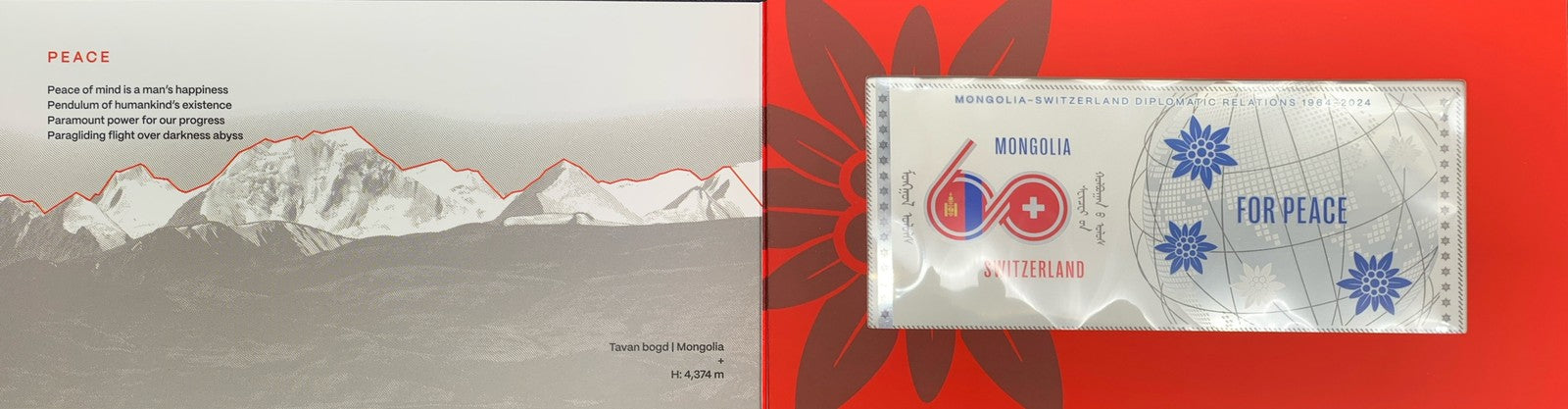 Mongolia Switzerland 2024 Diplomatic Relations Silver Note UNC With Folder