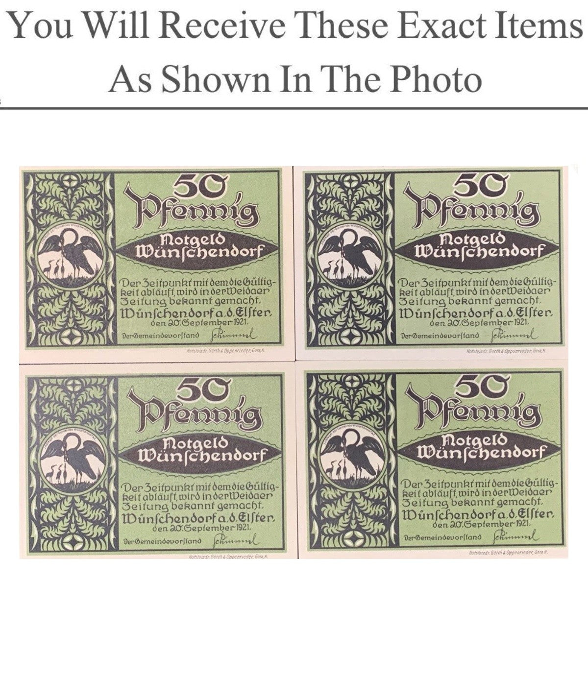 Germany Notgeld WUNSCHENDORF 50 Pfennig 1921 Full Set 4 pcs