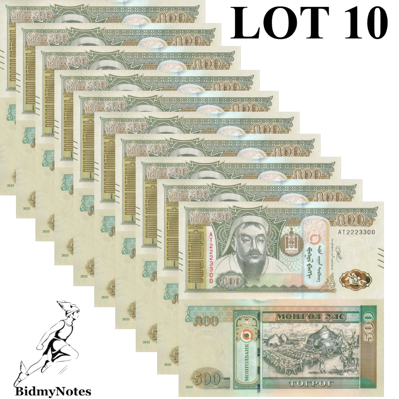 Mongolia 500 Tugrik 2020 P 74 UNC 1/10 Bundle LOT 10 pcs New Security