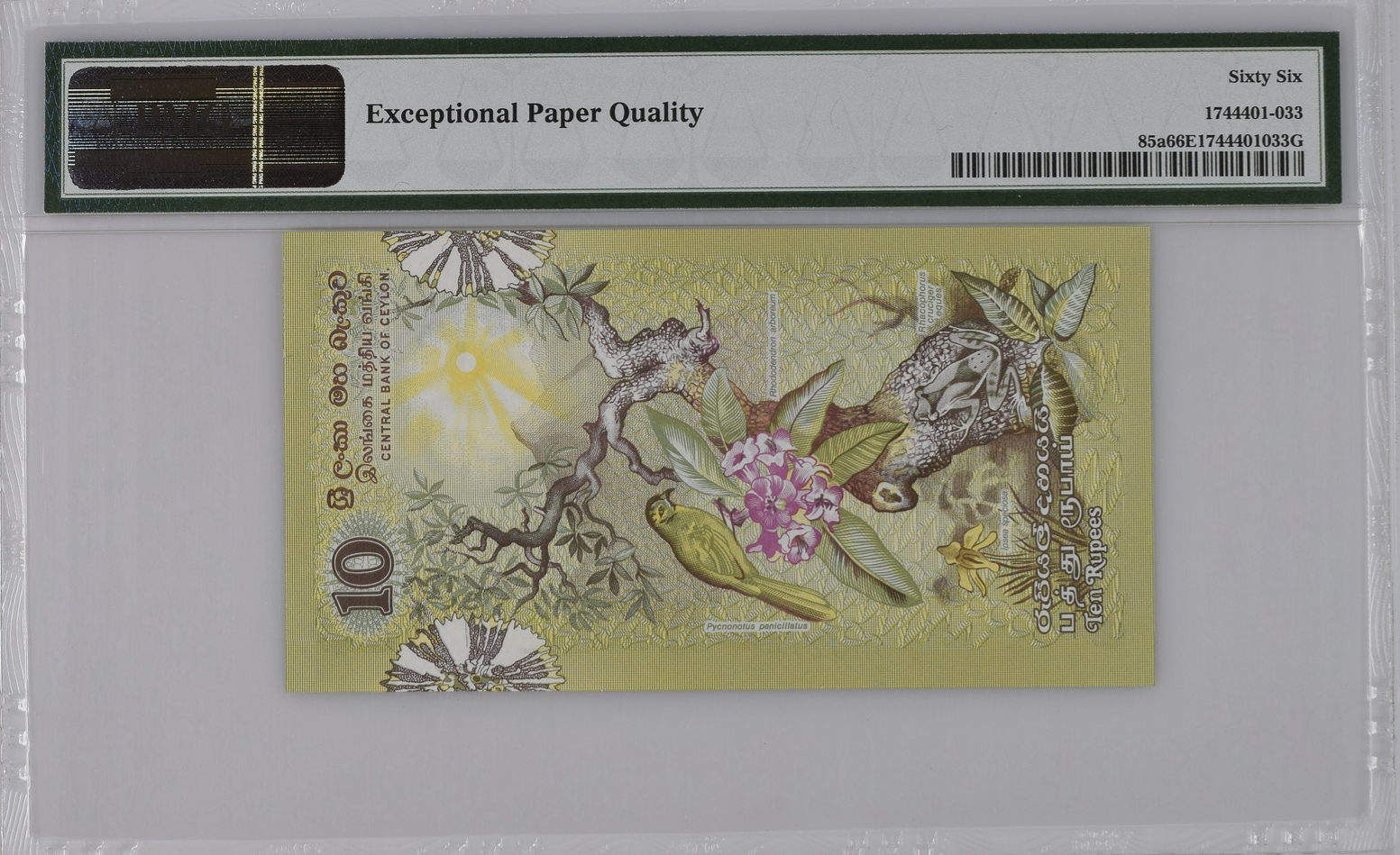 Sri Lanka Central Bank of Ceylon 10 Rupees 1979 P 85a UNC PMG 66 EPQ