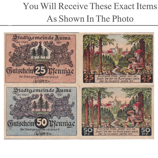 Germany Notgeld AUMA 25 50 Pfennig 1921 Set 2 pcs