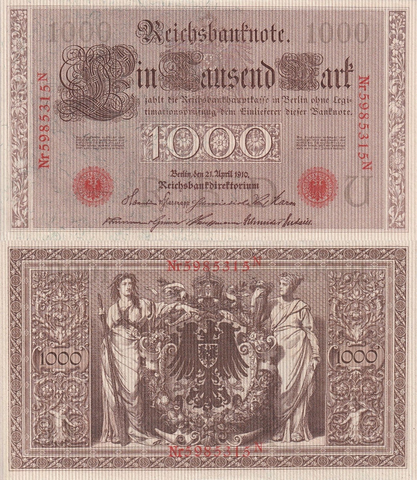 Germany 1000 Mark 1910 P 44b(2) UNC