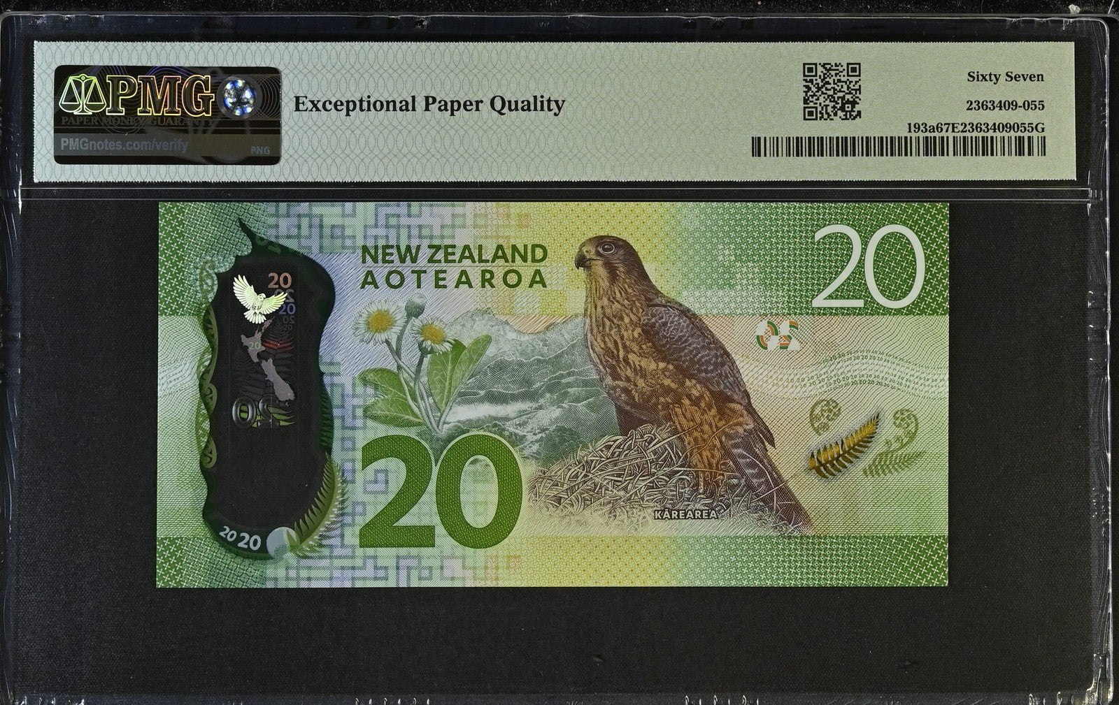 New Zealand Reserve Bank 20 Dollars 2015-16 P 193a Polymer UNC PMG 67 EPQ
