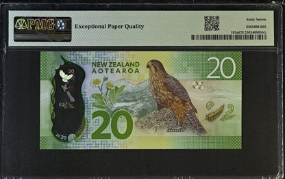 New Zealand Reserve Bank 20 Dollars 2015-16 P 193a Polymer UNC PMG 67 EPQ