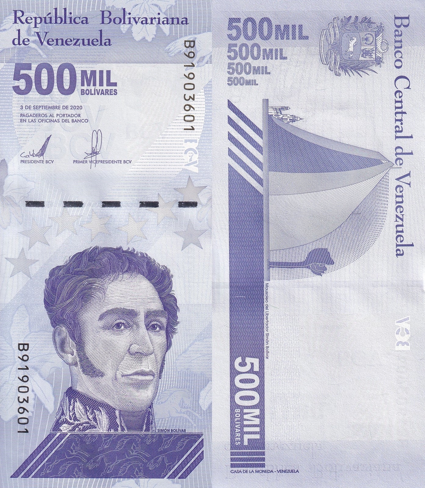 Venezuela 500000 Bolivares 2020/2021 P 113 UNC