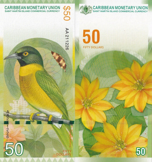 Caribbean 50 Exquisite 2019 Flower and Bind Collection UNC AA Prefix Test Note